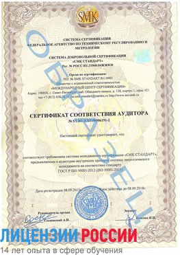 Образец сертификата соответствия аудитора №ST.RU.EXP.00006191-2 Ржев Сертификат ISO 50001